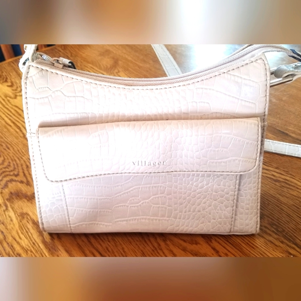 Villager faux alligator ivory 1 shoulder handle purse